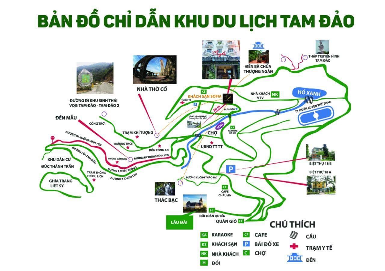 Bản đồ chỉ dẫn khu du lịch Tam Ddảo
